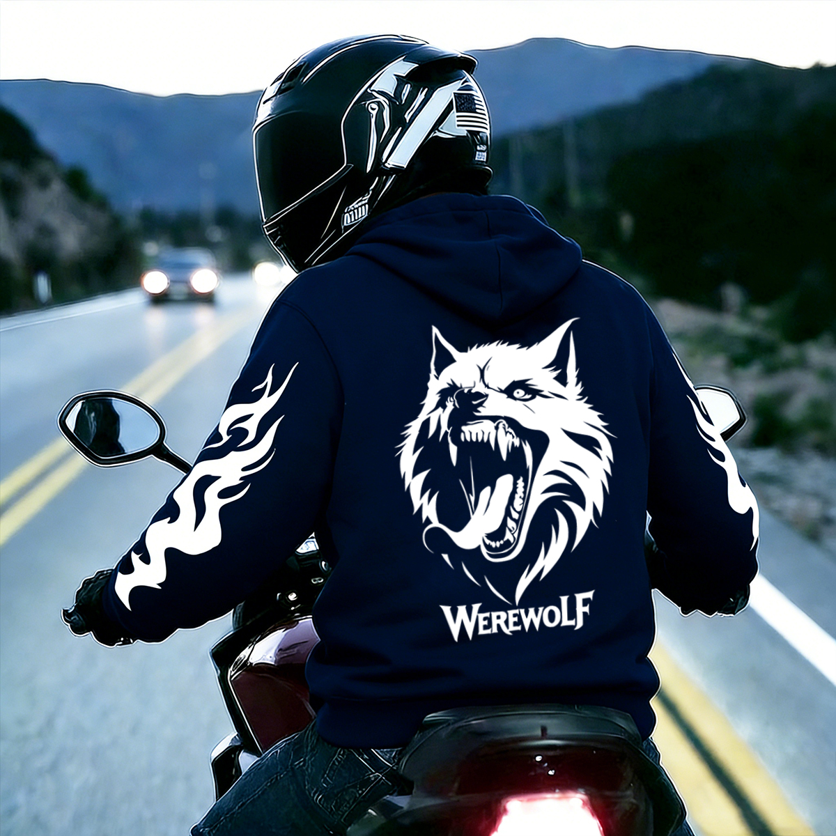 Luminous Werewolf Motorcycle Hoodie