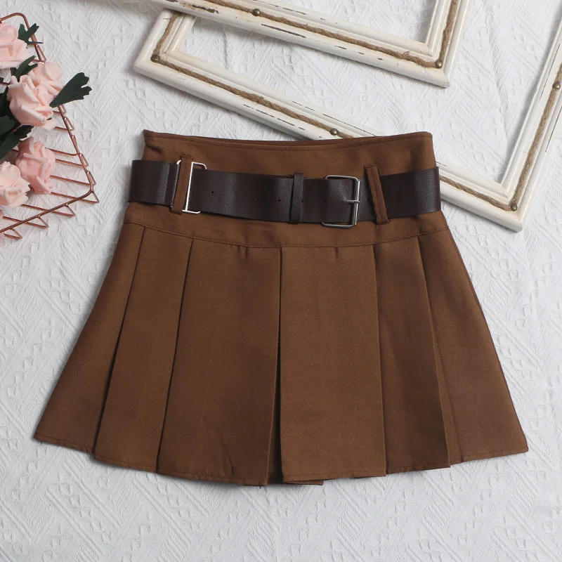 Uveng Real Shooting With Belt 100-Folded Skirt 2023 Summer Korean Version Of Small Man Short Skirt High-Waist A Word Umbrella Skirt 8282