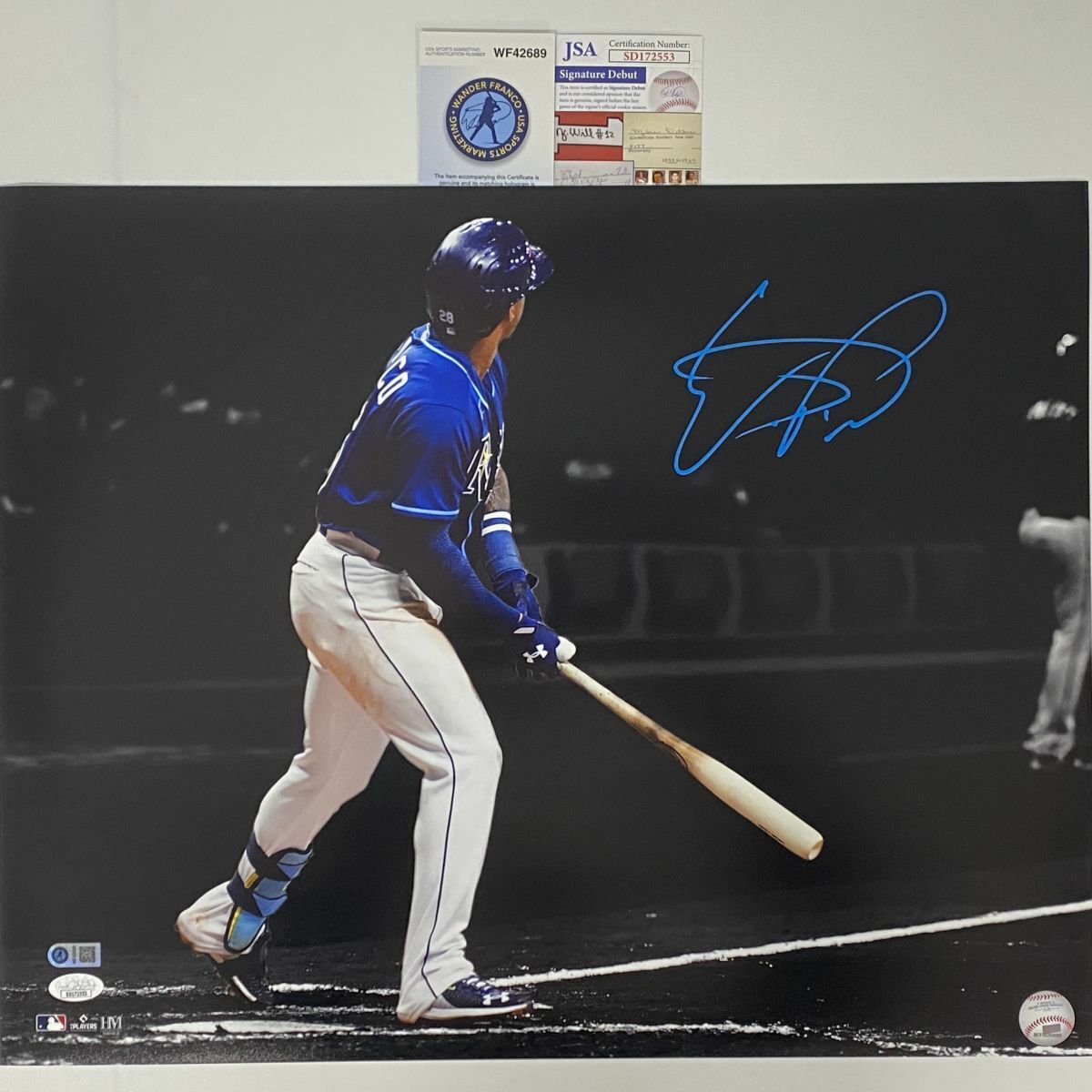 Autographed/Signed WANDER FRANCO Tampa Bay Rays 16x20 Baseball Photo Poster painting JSA COA #3