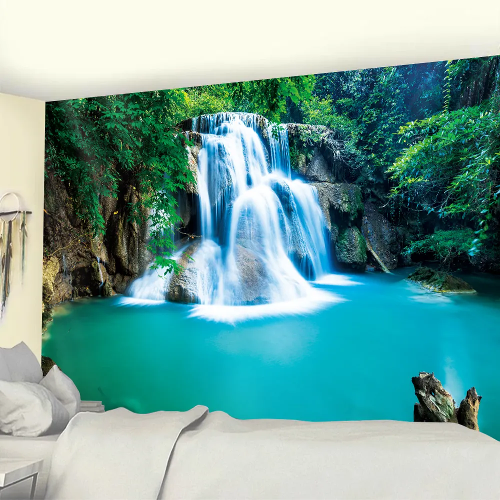 Nigikala waterfall forest home art tapestry Hippie Bohemian decoration large bed sheet background wall sofa blanket