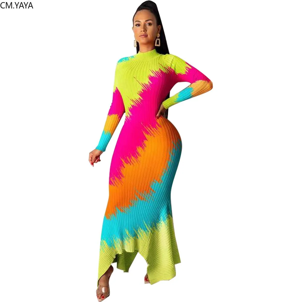 Women Winter Bodycon Long Maxi Dress Striped Leopard camouflage Print Knitted Sexy Club Night Party Full Sleeve Dresses K8862