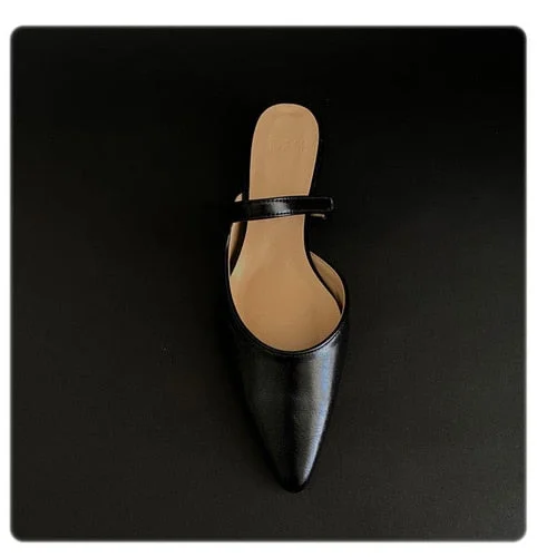 South Korea Net Red Pointed Half Slippers 2020 Summer New Silver Color Baotou Flat Slipper Women's Slipper Lazy