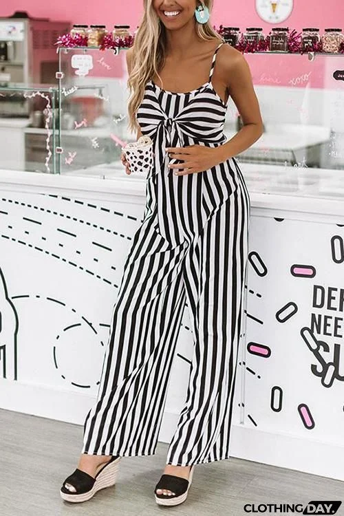 Stripe Knot Slip Jumpsuit