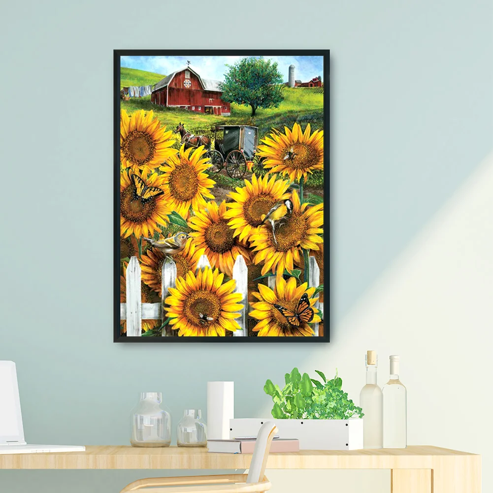 11CT Stamped Cross Stitch - Garden Sunflower(Canvas|36*46CM)