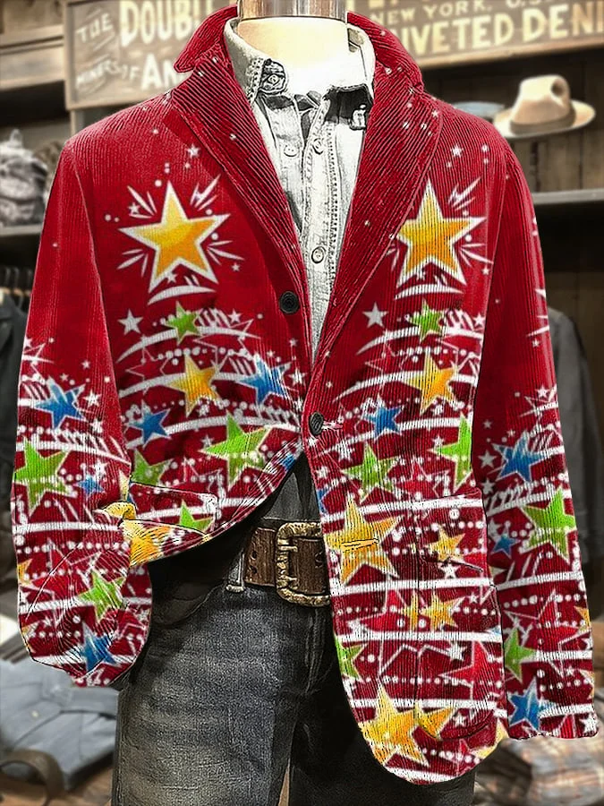 Men's Retro Christmas Tree Casual Blazer 