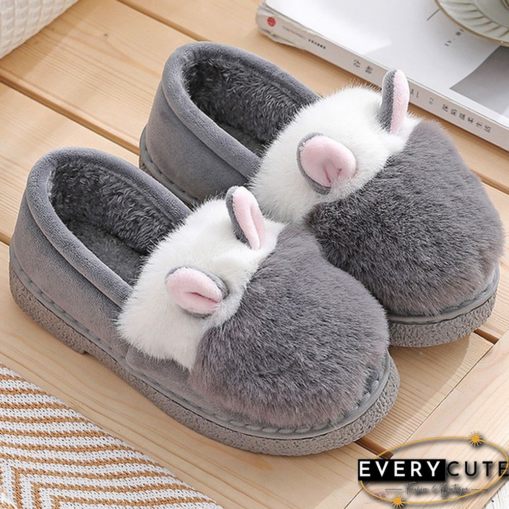 Fashion Autumn Winter Cotton Slippers Rabbit Ear Home Indoor Slippers Winter Warm Shoes Womens Cute Plush Slippers Office Shoes