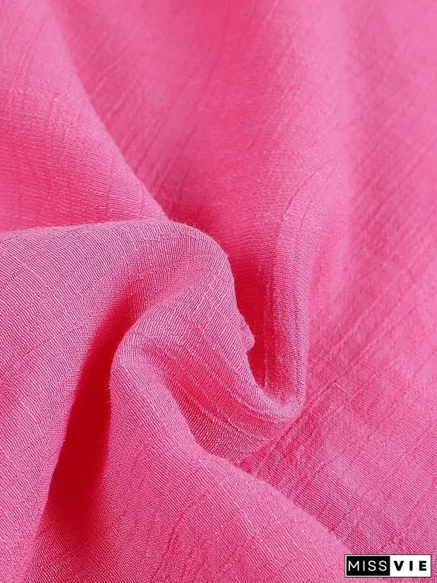 Women's Casual Dress Shirt Dress Cotton Linen Dress Mini Dress Blue Purple Pink Short Sleeve Pure Color Spring Summer V Neck Beach Basic Daily Weekend Loose Fit Linen S M L XL XXL 3XL