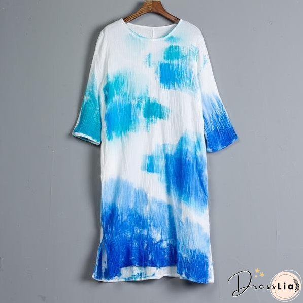 Summer Three-quarter Sleeve Slit Casual Dress