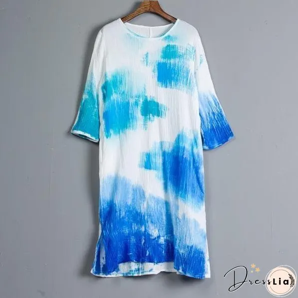 Summer Three-quarter Sleeve Slit Casual Dress
