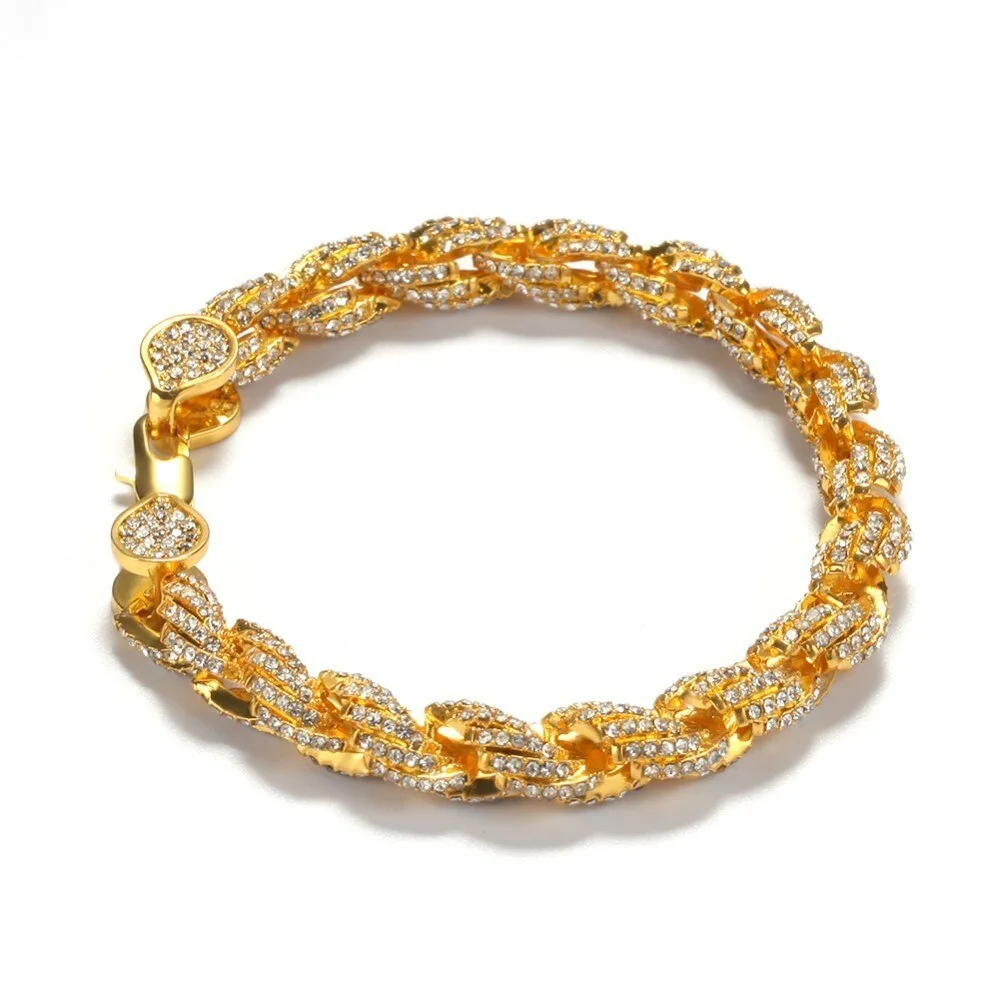 8MM Rope Chain Rhinestone Iced Out Bracelet-VESSFUL