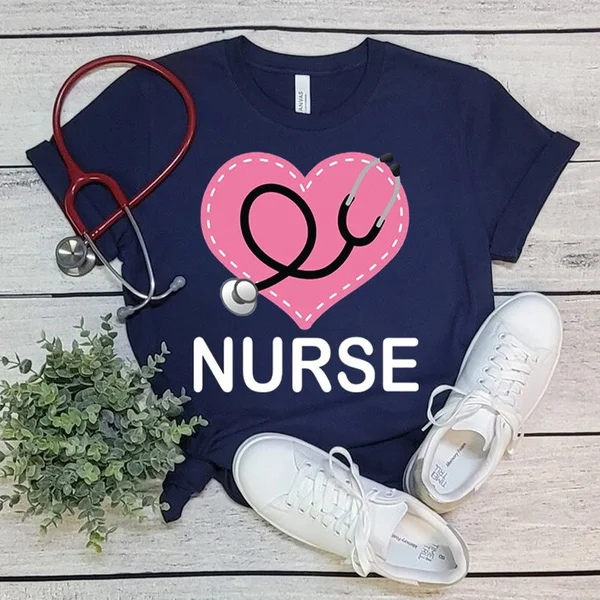 Nurse Pure Color T Shirt Cute Graphic Short Sleeve Women Casual Round Neck Blouse Tee International Nurses Day Gifts