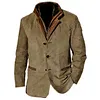 Plus Size Men Vintage Fleece Suede Blazer Double Layer Lapel Fur Leather Collar Medium Length Coats by Inlyline