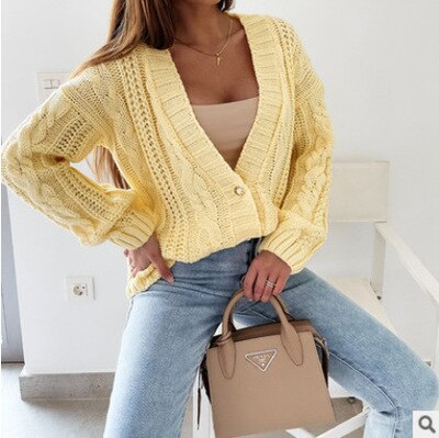 Women's Vintage Chic Knitted Solid Cardigan