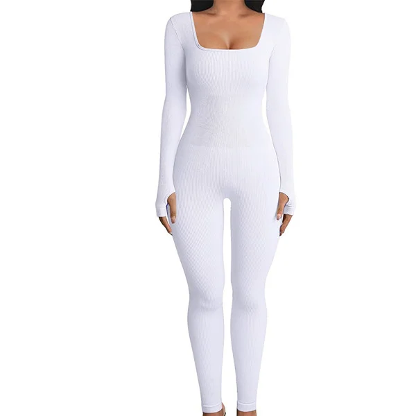 Seamless Ribbed Long Sleeve Sculpting Jumpsuit