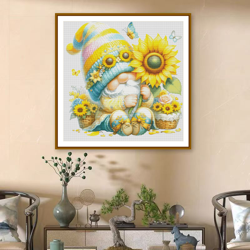 1set DIY Printed Cross Stitch Kit [ZZ5920-sun flower Dwarfs] Cross Stitch Kit Painting Fairy Cross Stitch