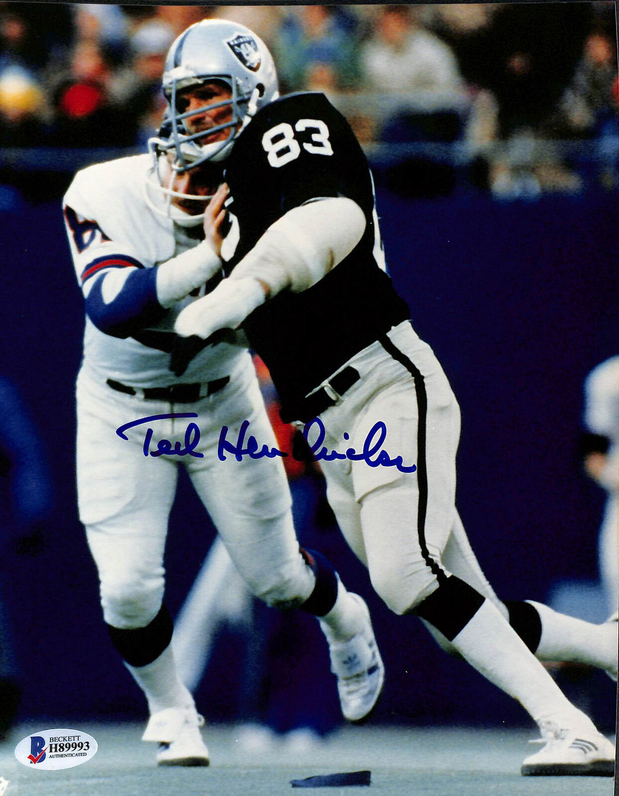 Raiders Ted Hendricks Authentic Signed 8x10 Photo Poster painting versus Giants Autographed BAS