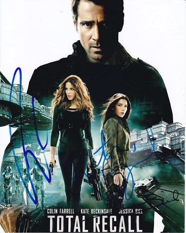 COLIN FARRELL KATE BECKINSALE and JESSICA BIEL signed TOTAL RECALL 8x10 Photo Poster painting