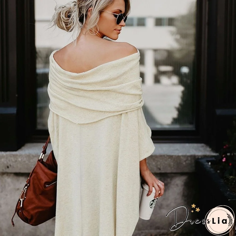 Sexy Women Gauffer Boat Neck Off Shoulder Loose Blouse Bat Sleeve Casual Shirts