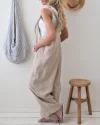 Retro Dungarees Summer Pants Jumpsuits Overalls Playsuit Bib Pants Linen Casual Loose Jumpsuit