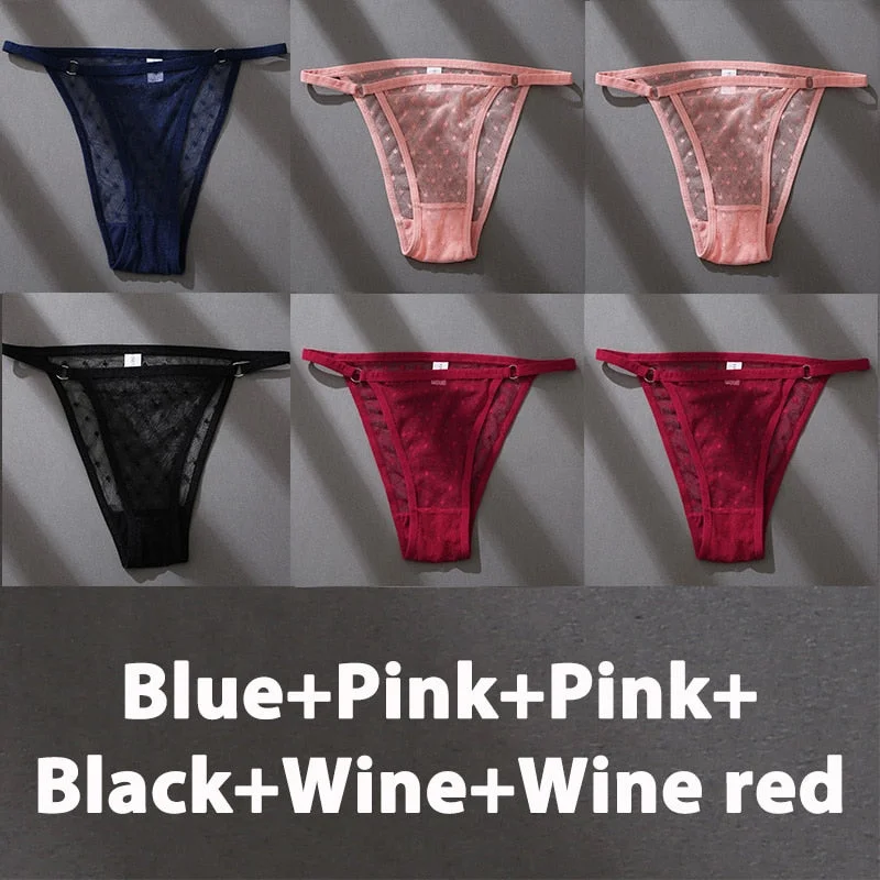 6PCS/Set Finetoo Panties Women's Perspective Panties Sexy Underwear Lace Panties Female Lingerie Briefs Intimate Plus Size M-XXL