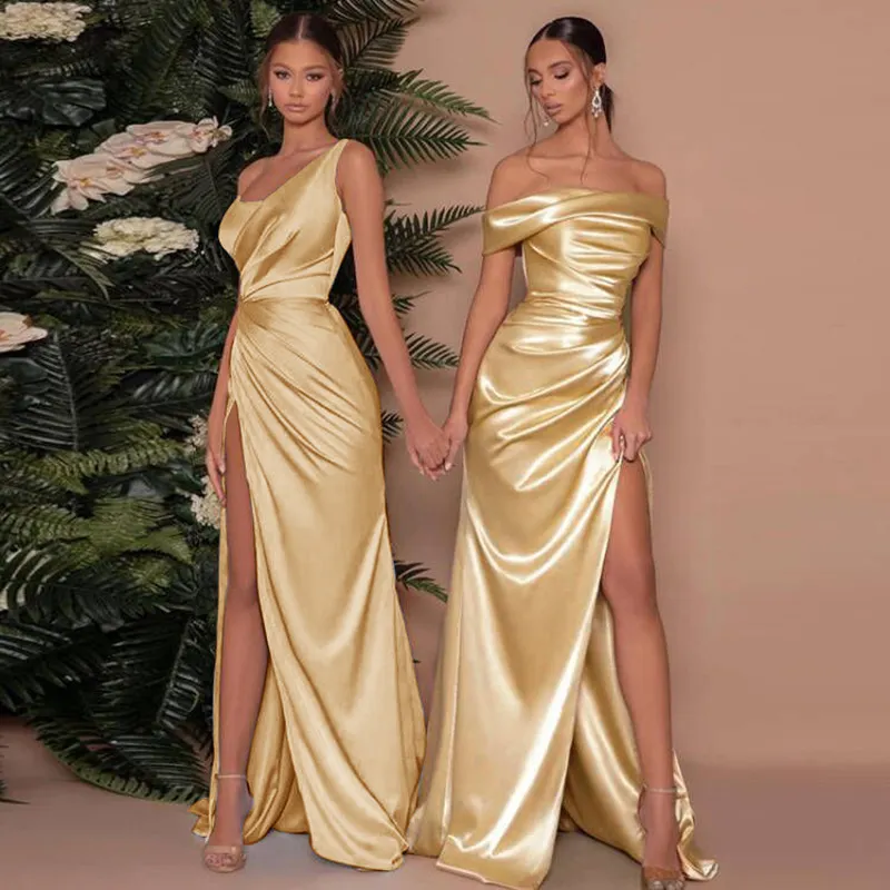 Doris | Elegant One-Shoulder Maxi Dress with Corset & High Slit for Special Occasions - Image 3