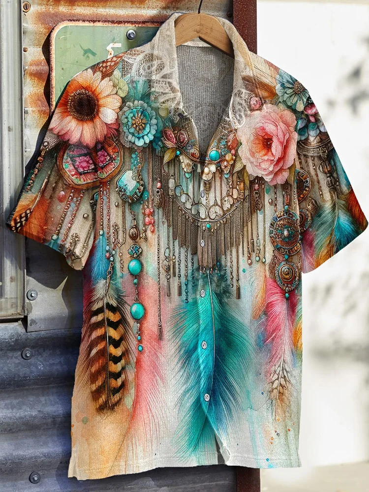 Bohemian Holiday Style  Linen Blend Shirt