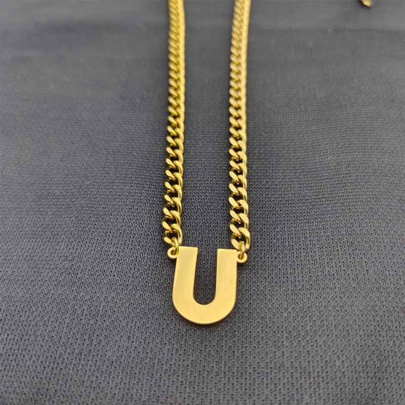 Minimalist Classic Style Letter 304 Stainless Steel Hollow Out Men’s Pendant Necklace