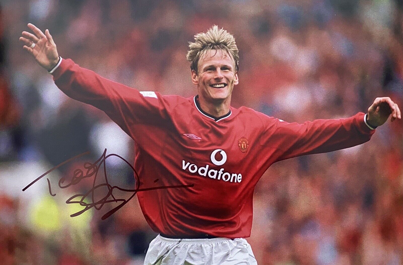 Teddy Sheringham Genuine Hand Signed Manchester United 12x8 Photo Poster painting 2