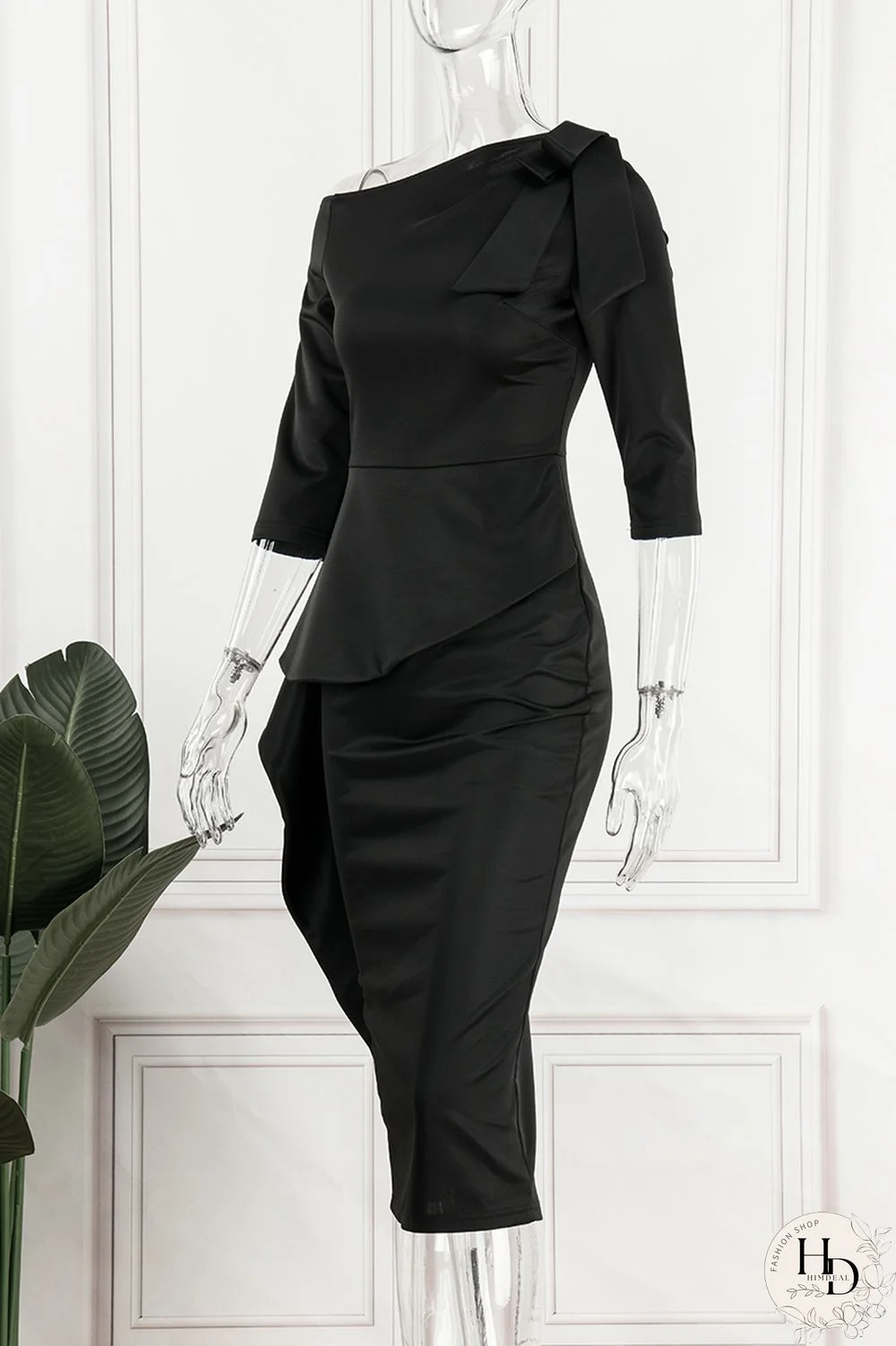 Yellow Casual Solid Patchwork Oblique Collar Irregular Dress Dresses