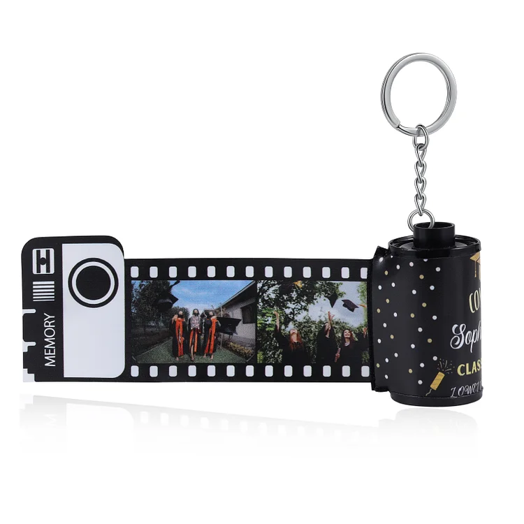Graduation Gifts Personalized Camera Roll Keychain Customized 10 Photos Keyring for Him/Her