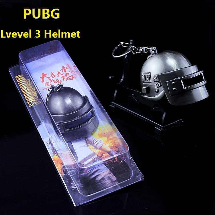 Toy Time PUBG Game Level 3 Helmet Keychain Collection Weapon Model Fragment Grenade Keychain Hanging Keychain Collection