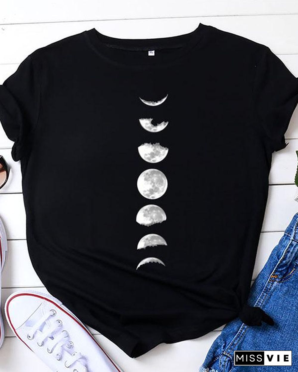 Women Print Daily Short Sleeves T-Shirts