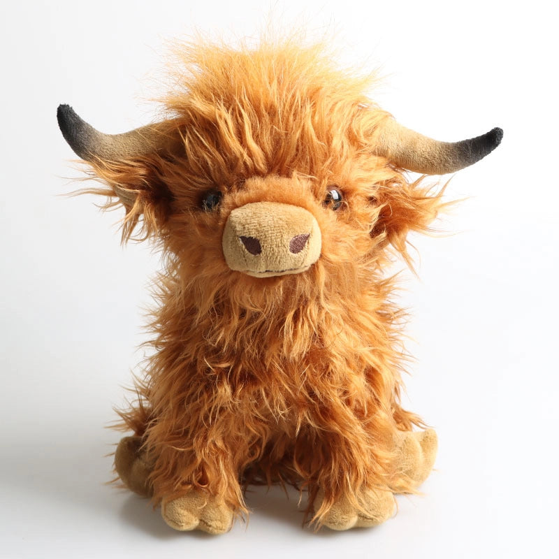 Spot Highland Cow Simulation Scottish Highland Cow Plush Doll Long Hair Cow Net Red Toy