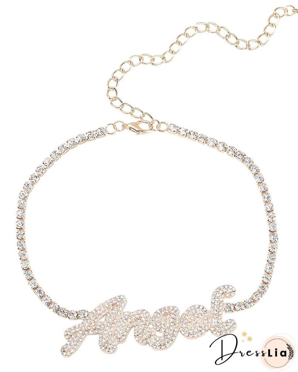1PCS Letter Shaped Allover Studded Choker Necklace