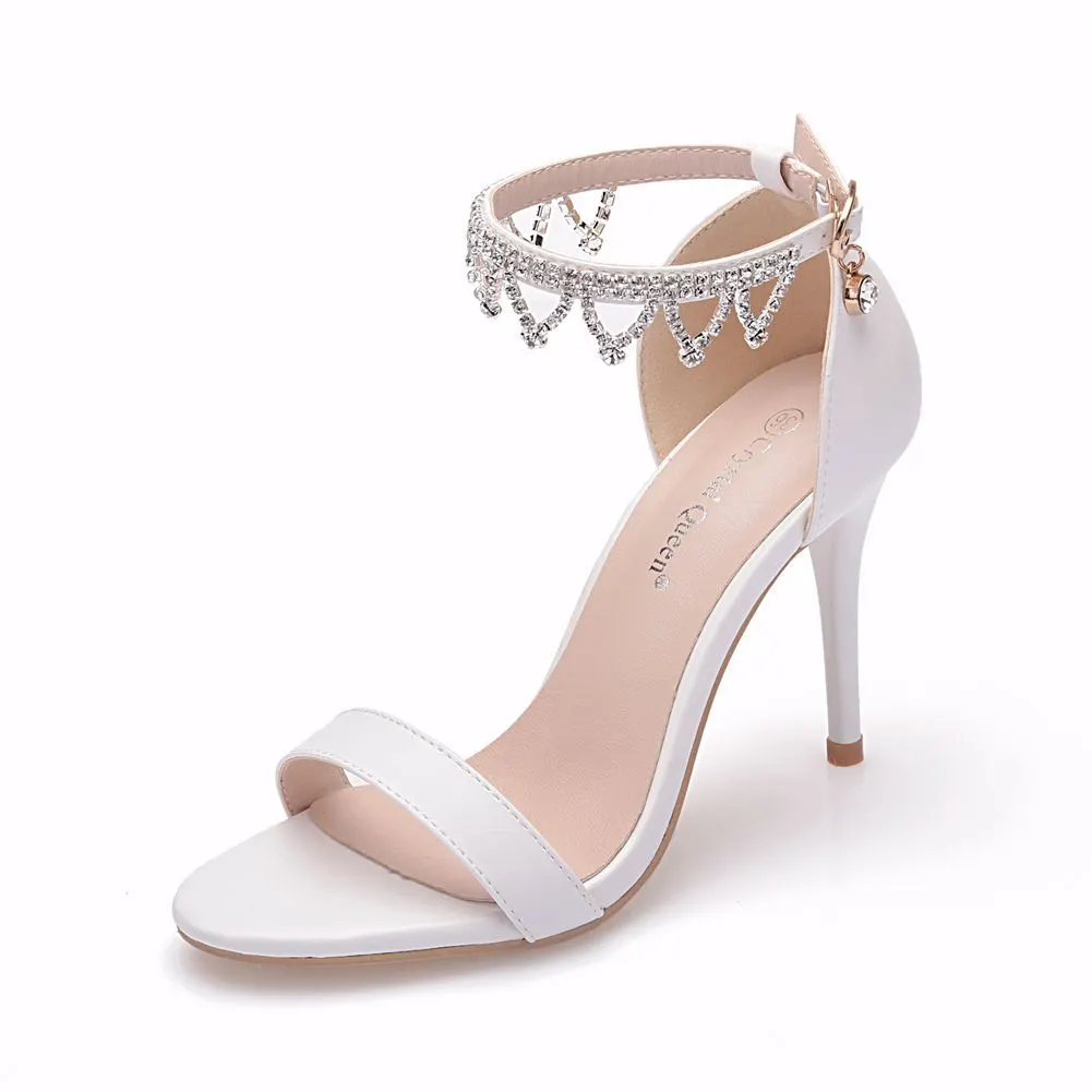 Breakj Breakj Cm High-Heeled Sandals Bridesmaid Wedding Buckle With Beaded Tuxedo Fine Heel Fish Mouth Roman Sandals
