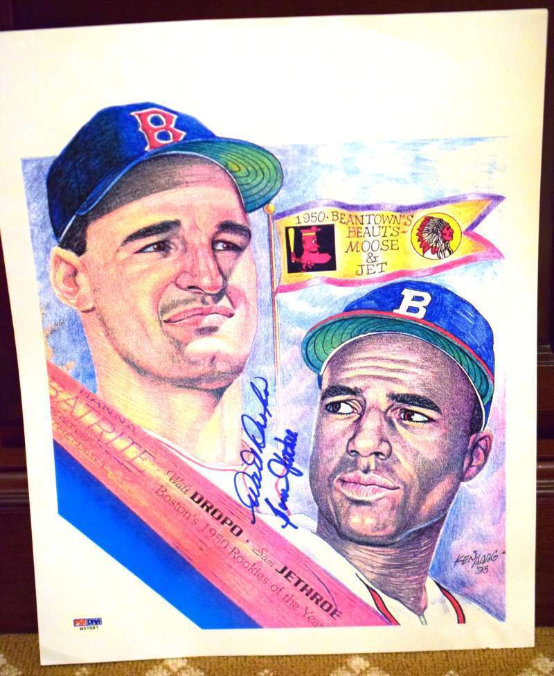 Walt Dropo Sam Jethroe Psa Dna Autographed 11x16 Haag Litho Hand Signed