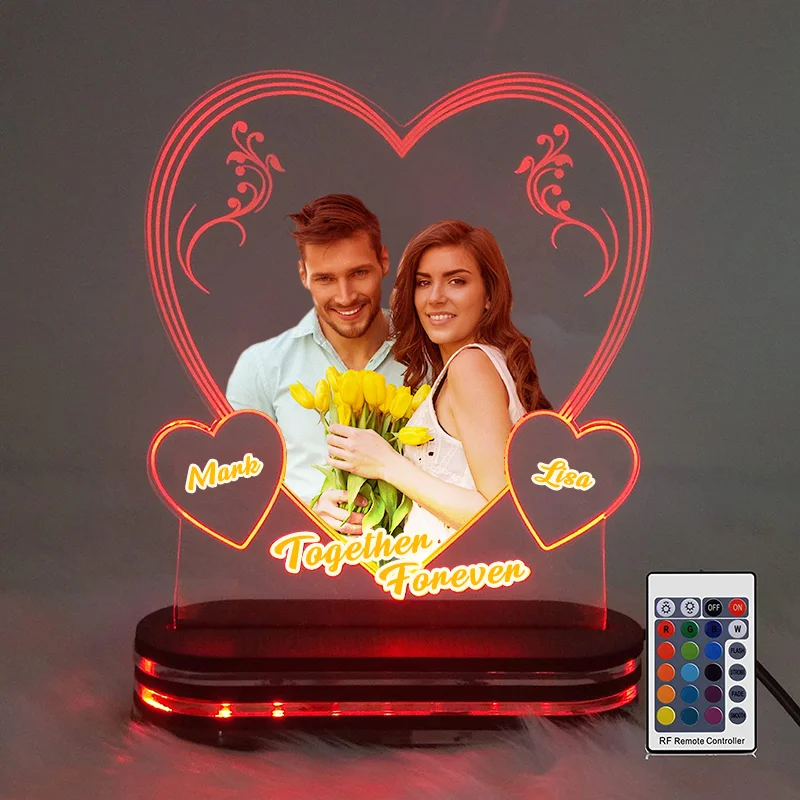 Personalized Heart Photo Colorful Lights