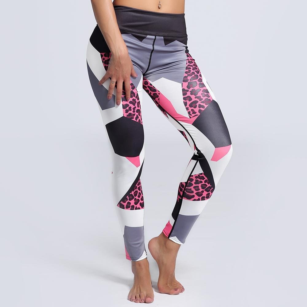Fitness workout seamless leggings- Leopard pink - Squat proof  - S/XXXL-elleschic