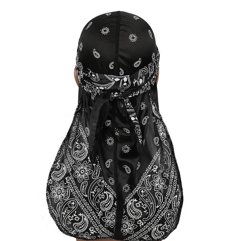 Explosions Amoeba Imitation Silk Long Tail Pirate Hat Baotou Hat Hip Hop Cloak Hat DURAG