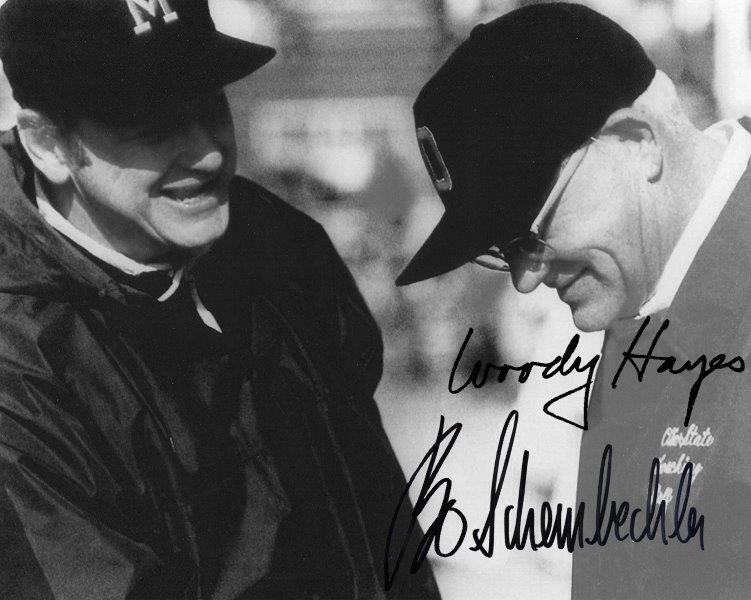 REPRINT - BO SCHEMBECHLER - WOODY HAYES Michigan Ohio State Signed 8 x 10 Photo Poster painting