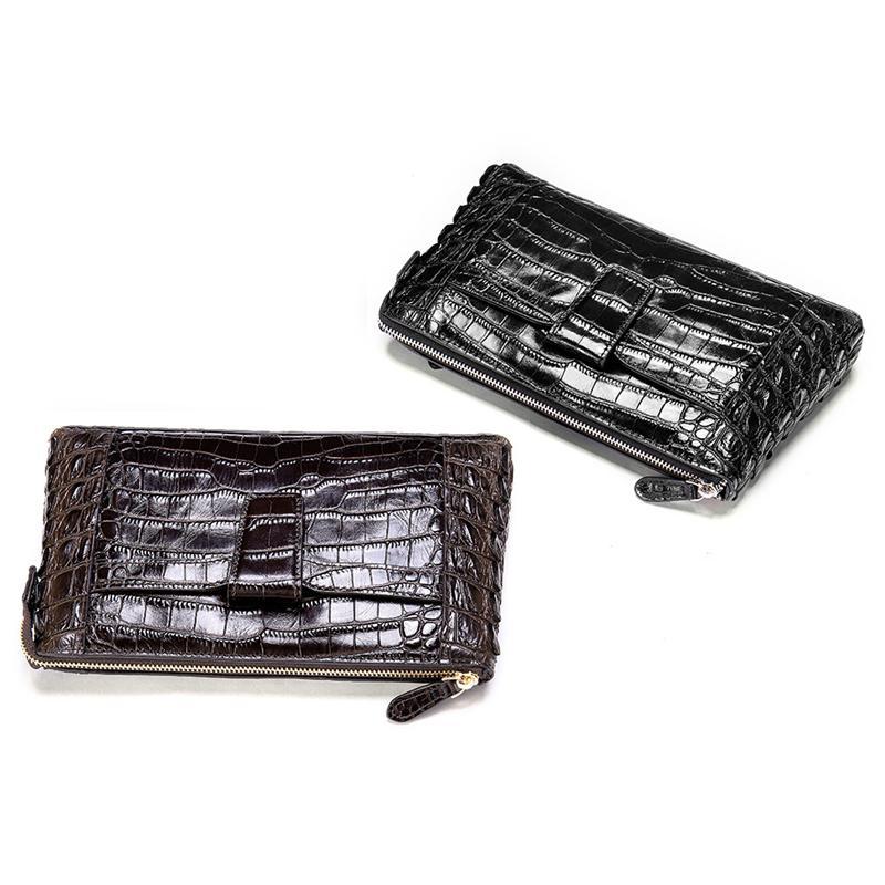 Mens Business Crocodile Leather Clutch Bag
