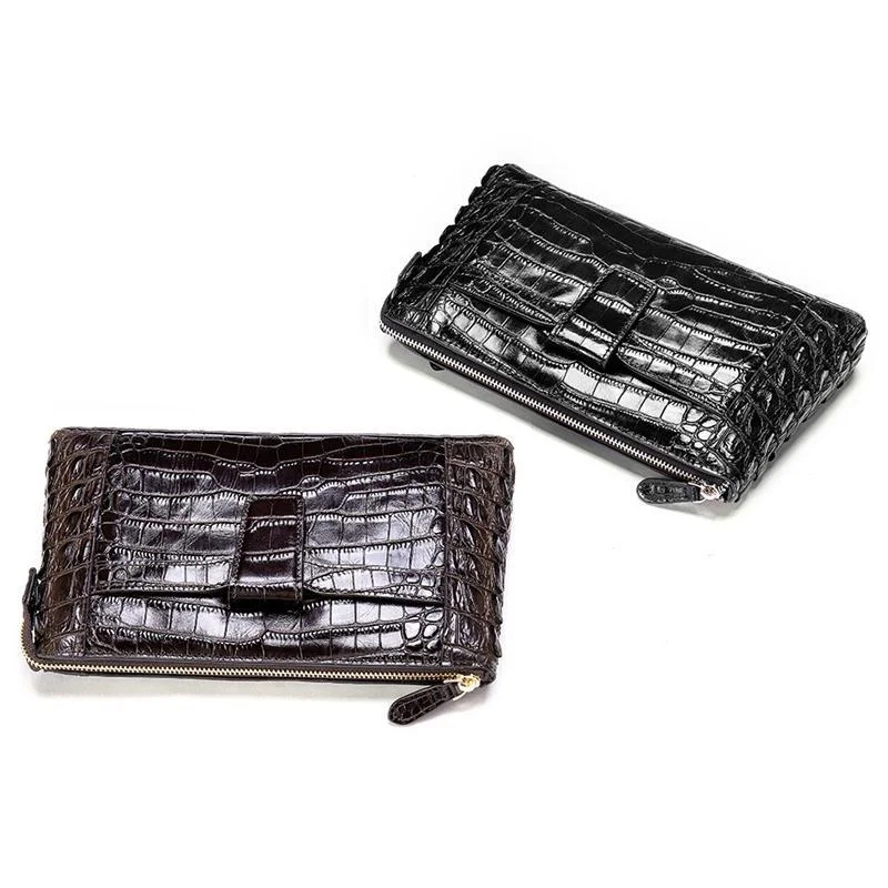 Mens Business Crocodile Leather Clutch Bag