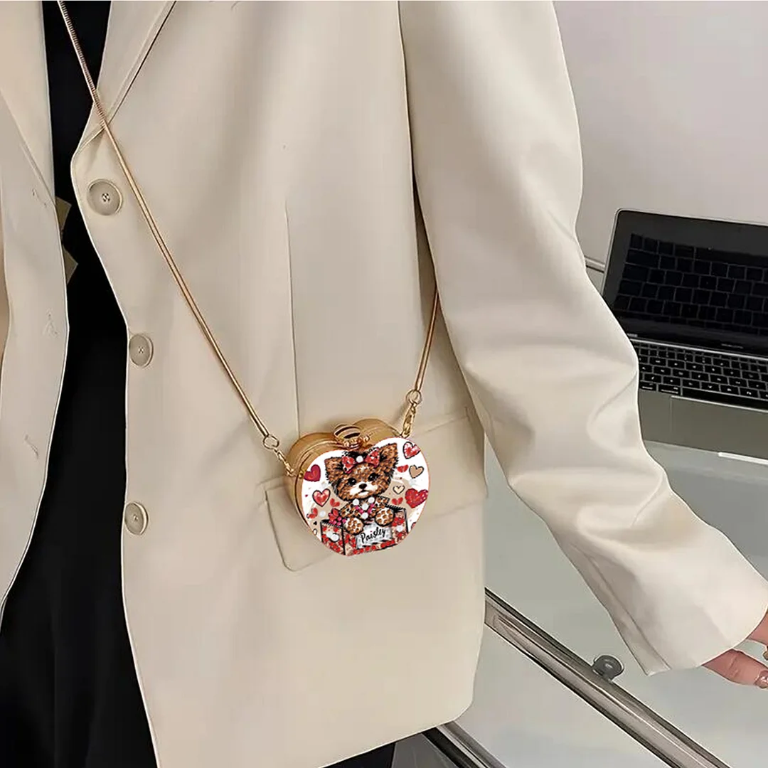 Dog DIY Acrylic Love Art Diamond Painting Coin Purse with Chain for Women Girl