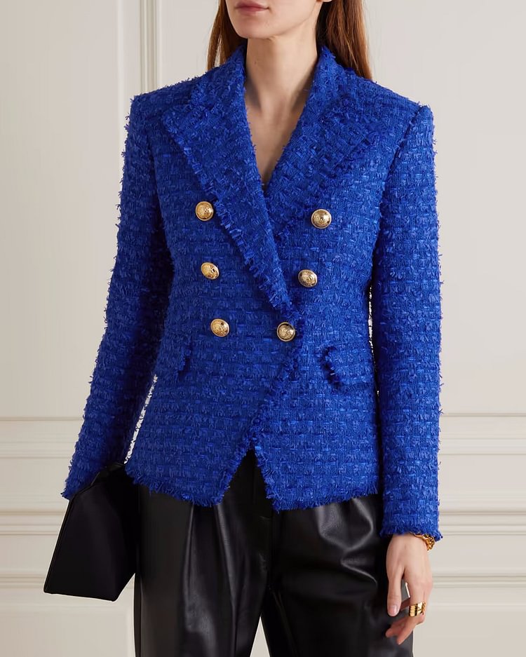 Fringed Crystal Bouclé Tweed Coat