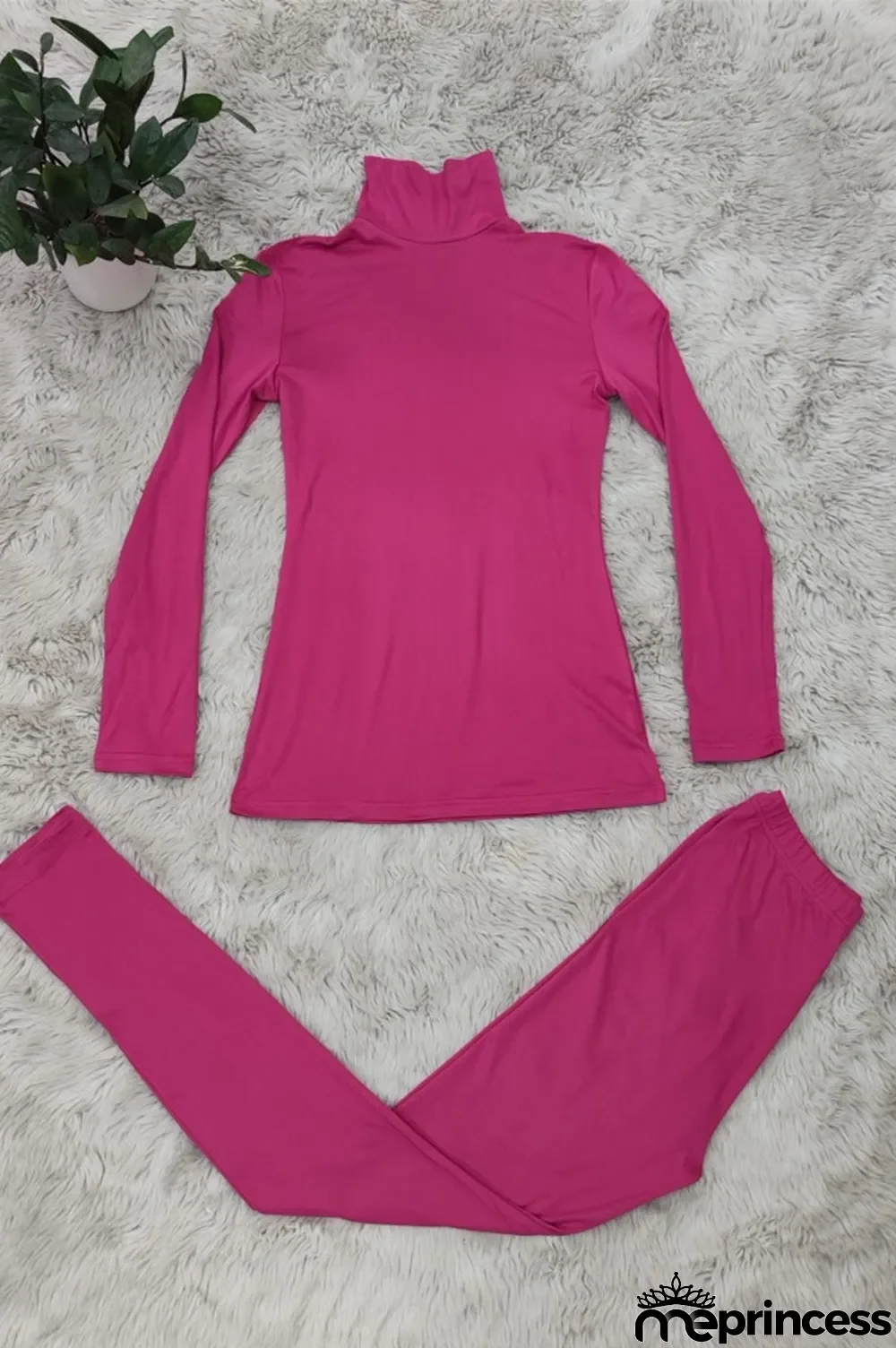 Dark Purple Fashion Casual Solid Basic Turtleneck Long Sleeve Two Pieces