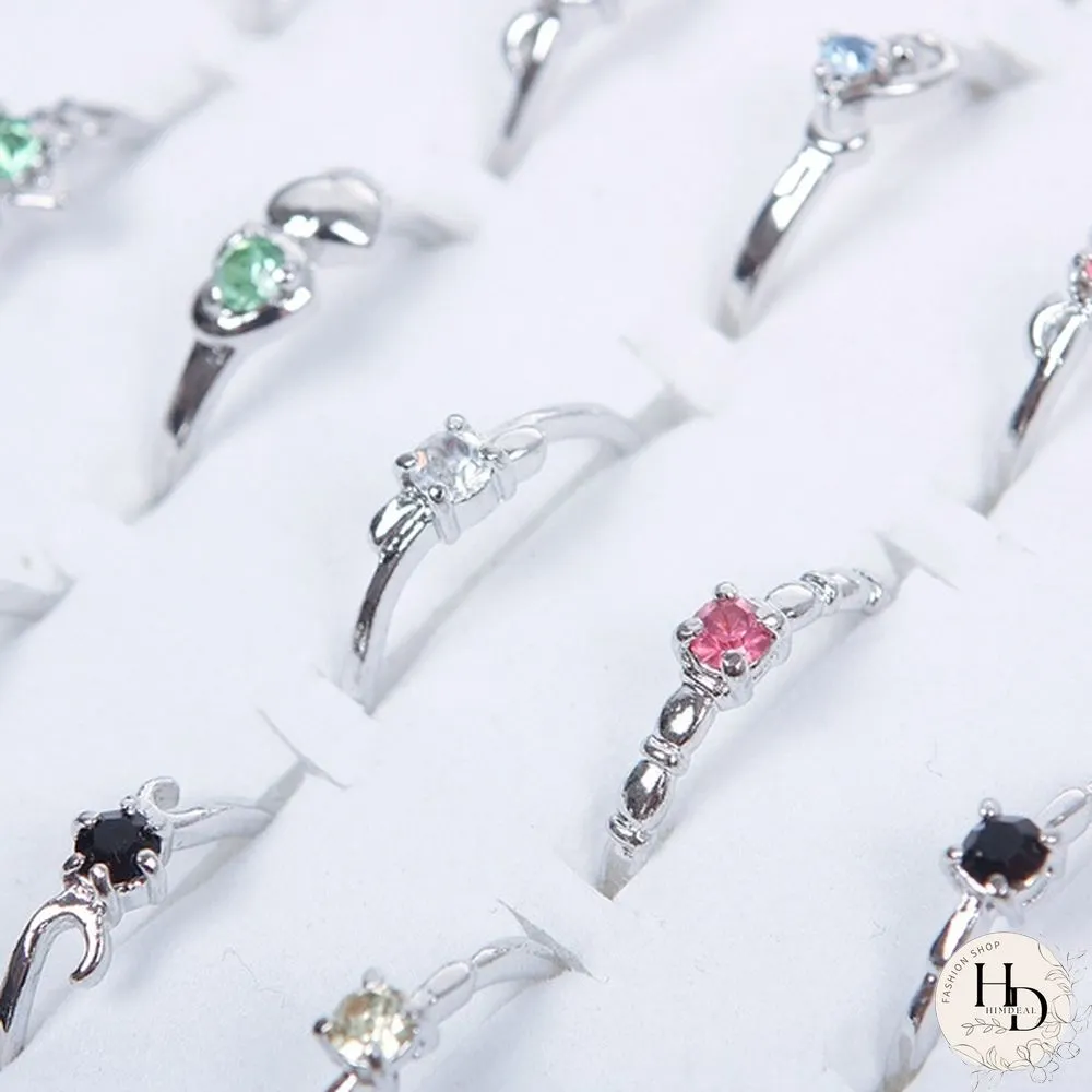 30pcs/Set Woman Wholesale Lots Rhinestone Assorted Silver Plated Ring