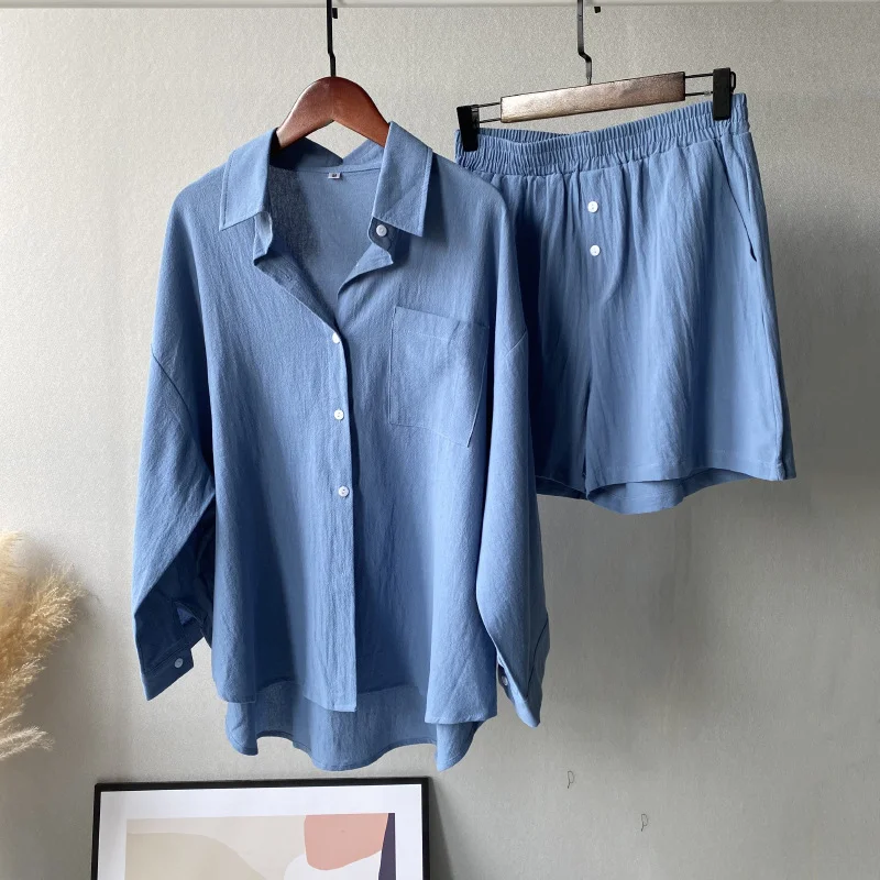 Shirt Set High Waist Loose Pants