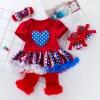 Baby Girl 4th of July Independence Day Striped Short Sleeeve Sets