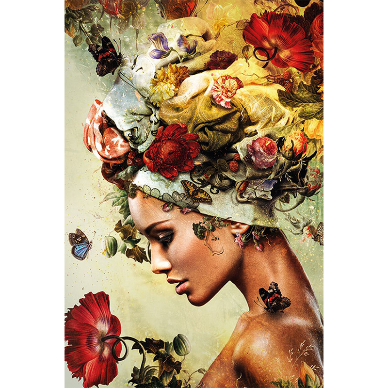 Retro Profile Woman Flower Art Posters and Prints Picture Wall Decor Painting for Living Room Home Decoration Poster Cuadros