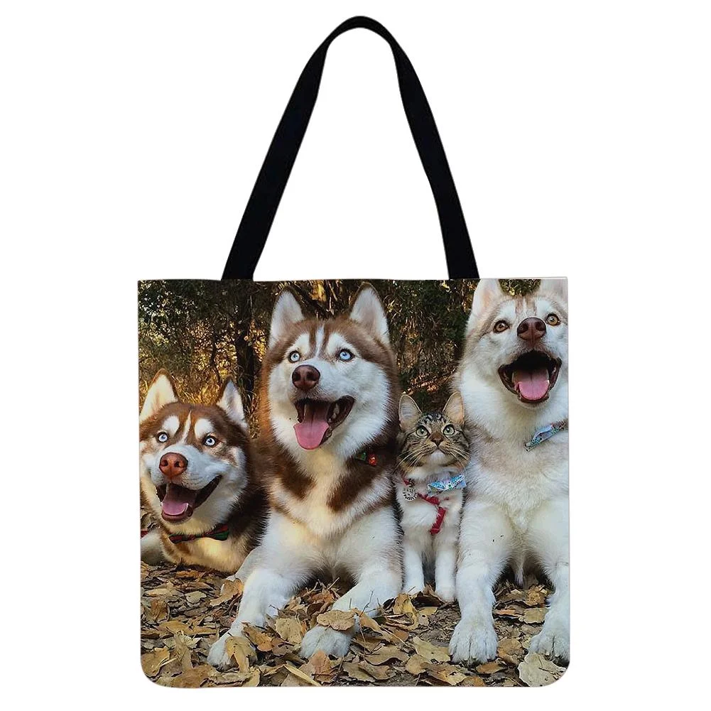 Linen Tote Bag -  Dog